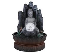 Hapivida Fontaine d'eau de Statue de Bouddha avec la lumière de LED, Ornement de Table de fontaines d'intérieur à la Maison 20,5 x 20,5 x 26,5 cm(220EU)