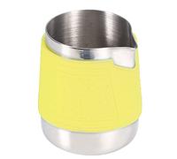 Hapivida Hapvida Tasse à mousse de lait en acier inoxydable de 350 ml, pichet à café en silicone anti-brûlure pour la fabrication d'art au latte (Yellow)