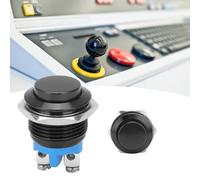 Hapivida Interrupteur à Bouton-Poussoir, Bouton-Poussoir Momentané Métal 16mm 220V Étanche avec Bornes à Vis Acier Inoxydable pour Équipements Industriels et Bricolage