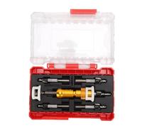 Hapivida Jeu de mèches à fraiser à chanfreiner avec butée de profondeur et queue hexagonale 1/4, 7 pièces pour vis à bois, inclut 5 mèches centrales 1/8 9/64 5/32 11/64 3/16, pour