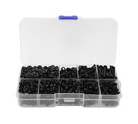 Hapivida Kit Combinaison Écrou Rondelle Vis M3 Nylon 800 Pièces, Accessoires Matériel Assortiment Boîte Transparent pour Bricolage Montage Fixation (Combinaison de vis noires M3 800 pièces/boîte)