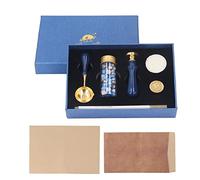 Hapivida Kit de Tampon de Cire à Sceller, Motif Exquis, DIY avec Perles de Cire, Coffret Cadeau, Manche en Bois, Têtes Interchangeables, pour Lettres et Enveloppes Vintage