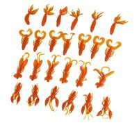 Hapivida Leurre Souple pour crevettes de pêche en mer, 25 pièces 3 Couleurs appât en Silicone résistant réutilisable avec hameçon Texas rig pour pêche Sportive (Orange)