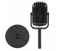 Hapivida Microphone de Scène Classique, Prop Microphone pour Films et Pratique de Danse, Accessoire de Tournage Karaoké, Microphone Fictif Plastique Léger et Portable pour Enfants (Noire)