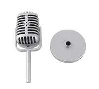 Hapivida Microphone de Scène Classique, Prop Microphone pour Films et Pratique de Danse, Accessoire de Tournage Karaoké, Microphone Fictif Plastique Léger et Portable pour Enfants (Argent)