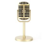 Hapivida Microphone de Scène Classique, Prop Microphone pour Films et Pratique de Danse, Accessoire de Tournage Karaoké, Microphone Fictif Plastique Léger et Portable pour Enfants (Ou)
