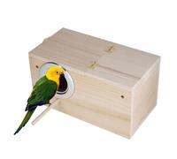 Hapivida Nichoir pour Oiseaux en Bois, Nichoir avec Perchoir Perroquet, Nest Perruches en Boi avec Perche Debout pour Oiseaux Sauvages Sparrow (Left Opening, 24.5x13x13cm)