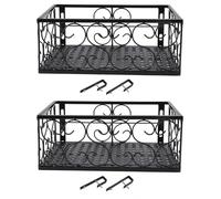 Hapivida Panier à Fleurs Suspendu en Fer, Support à Fleurs en Métal Noir, Étagère Décorative pour Garde-Corps, Porte-Pot de Fleurs Succulentes pour Balcon, Terrasse, Jardin (for 6.5cm Railing, 2Pcs)