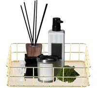 Hapivida Panier en Treillis Métallique, Panier de Rangement en Métal de Bureau Doré Plateau de Rangement en Grille de Fer Bacs de Rangement en Filet pour la Papeterie Cosmétique(17x12x6cm)