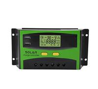 Hapivida Régulateur de Charge Solaire PWM 12V/24V avec Double Port USB et Écran LCD, Contrôleur de Charge à Double Bouton pour Maison et Jardin (30A)