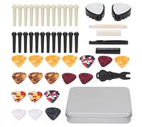 Hapivida Set d'Accessoires pour Guitare, Chevalets Cordes Piques Celluloïd Extracteur de Clous Pièces de Rechange pour Maintenance et Remplacement, Diverses Tailles et Spécificatio