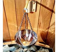 Hapivida Stainless Steel Sauna Aromatherapy Bowl Essential Oil Holder with Swing Arm for Traditional Infrared Sauna Room Wood Stainless Steel 20cm