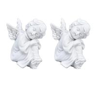 Hapivida Statue de Chérubin, Résine de Chérubins Blancs Statue d'ange Figurine Sculpture de Statue de Chérubin Endormi pour la Déco1ration Intérieure Et Extérieure de la Maison (#1 * 2Pcs)