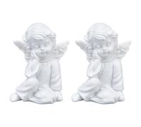 Hapivida Statue de Chérubin, Résine de Chérubins Blancs Statue d'ange Figurine Sculpture de Statue de Chérubin Endormi pour la Déco1ration Intérieure Et Extérieure de la Maison (#2 * 2Pcs)
