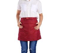 Hapivida Tabliers de Cuisine, Court Chef Tablier en Coton avec 2 Poches Demi Tablier Unisex pour Hommes et Femmes Restaurant Café Hôtel, Longueur 37cm(Bourgogne)