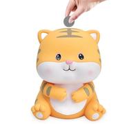 Hapivida Tirelire Enfant, Mignon Tigre Tirelire Coin Money Bank Boîte à Monnaie Réutilisable, Vinyle Premium, 14 x 12.5 cm, Décorative pour Chambre et Bureau, for Garçons et Filles