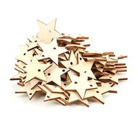 Hapivida Tranches Étoiles en Bois, Décoration Festive en Forme D'Étoiles en Bois de 35 mm, 200 Pièces, pour Bricolage Artisanat, Mariage Anniversaire Noël, Cadeaux DIY
