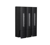 Hapivida Wall Mounted Shampoo Conditioner Dispenser 1200ml 3 Chamber Shower Soap Dispenser for Bathroom Hotel Large Capacity Leakproof ABS Material No Drill Installation (Black)