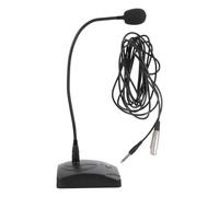 HAPKITCH Micro de Bureau à Condensateur Base, Col de Cygne Flexible | Noir, Câble 5m à Âme Unique, du Retour, Usage en Enregistrement et Communication Ip