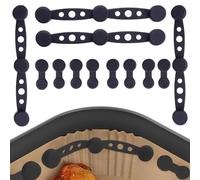 HaploS 12 Pièces Air Aimants En Silicone Pour Friteuse, Fixation Anti-Volant pour Papier Cuisson, Noir Friteuse à Air Air Fryer Magnets Silicone Buckle avec Friteuses à Air à Panier Simple et Double