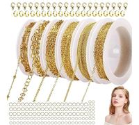 HaploS 14m 6 Rouleau Gold Chaînes en Fer Chaîne de Câble de Liaison | Chaînes pour Bijoux avec Fermoirs à Homard, pour Collier DIY Fabrication de Accessoire Bijoux
