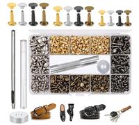 HaploS 180 Ensemble Rivets en Cuir 4 Couleurs Double Cap Rivets | Double Rivet pour Cuir 3 Tailles Goujons Tubulaires en Métal pour Bricolage Artisanat en Cuir, Vêtements, Chaussures
