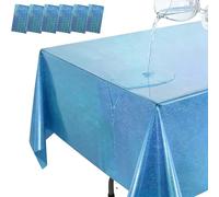 HaploS 6 pcs Nappe Blanche à Pois Dorés 137×183 cm, PEVA Épais Imperméable, Nappe Rectangulaire pour Fête, Anniversaire, Mariage, Baby Shower, Décoration de Table Résistante aux Taches (Bleu)