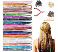 HaploS Kit Extension de Cheveux Colorés, Extensions Plumes Synthétiques | Extensions Cheveux Colorées à Plumes Enfants, Convient Pour Les Soirées de Bar, Halloween, Les Jeux de Rôle (M)