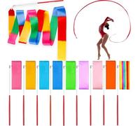 HaploS Ruban Danse, 10 Pièces Ruban de Gymnastique Rythmique, 2m Ruban Gymnastique Enfant, pour Danse, Gym, GRS, Cirque, Entraînements au Sol, Compétition, Accessoires de Ballerine, Aerobik
