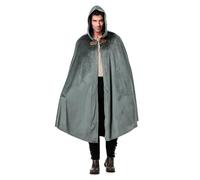 HAPNBCELE Cape avec capuche pour homme - Demi-cape médiévale de la Renaissance - Costume d'Halloween pour adulte - 130 cm - Cape à capuche grise