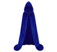 HAPNBCELE Cape bleue à capuche pour homme et femme, pour costume médiévale, Renaissance, Halloween, costumade - 130 cm
