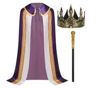 HAPNBCELE Cape de roi pour adulte, élégante cape du prince médiéval pour Halloween (cape violette du prince héritier, 130 cm