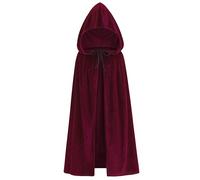HAPNBCELE Cape rouge à capuche pour hommes et femmes, pour costume médiévale, Renaissance d'Halloween, costumade - 130 cm