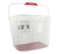 Hapo-G - Panier Acier Avant XXL Blanc - Fixation Universelle DMTS - Installation Rapide en Un Clic - Poignée Plastique - Tapis de Fond Amovible - Contenance 19L - Charge Max 5 kg