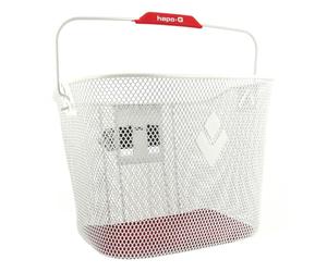 Hapo-G - Panier Acier Avant XXL Blanc - Fixation Universelle DMTS - Installation Rapide en Un Clic - Poignée Plastique - Tapis de Fond Amovible - Contenance 19L - Charge Max 5 kg