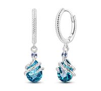 Hapour S925 Argent Métallique Créoles Dangle&Drop pour Femmes Poids Léger Boucles D'oreilles Papillon Lune Etoile Cadeaux pour la Saint-Valentin