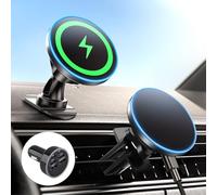 Happara Support de Voiture avec Adaptateur, Force magnétique puissante 15 W, avec Fonction de Charge, Chargeur magnétique sans Fil, pour iPhone 16, 15, 14, 13, 12 Pro Max Plus