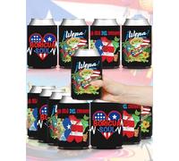 HAPPARTY Boricua Designs Lot de 12 manchons isothermes pour canettes Porto Rico - Cadeau pour fête de San Juan, Noël, Nouvel An, carnaval, anniversaire, mariage