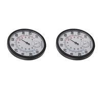 HAPPEN Lot de 2 thermomètres/hygromètres pour intérieur et extérieur de 25,4 cm pour patio, mur, sans batterie