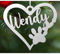 Happenings Boule de Noël personnalisée avec nom de Chien, Chat, Animal ou Texte Choisi, diamètre 10 cm, Boules de Noël, décorations de Noël Individuelles (cœur, Acrylique Brillant)