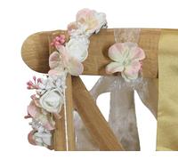 Happenings Coiffe florale et poignet faits à la main pour communion, cérémonie de mariage, guirlande de tête avec bracelet, bandeau fleurs blanches (Blissful Bloom)