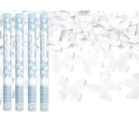 Happenings Lot de 4 canons à confettis pétales de rose en forme de cœur, mariage, anniversaire, fête prénatale, fournitures de fête, 60 cm (papillon blanc) CON60WB