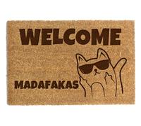 Happenings Paillasson en fibre de coco naturelle avec texte amusant - Tapis d'entrée antidérapant parfait pour une pendaison de crémaillère ou un cadeau de nouvelle maison (40 x 60 cm, Welcome