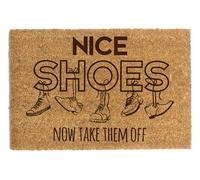Happenings Paillasson en fibre de coco - Paillasson amusant avec inscription « Nice Shoes » - Comme cadeau - Paillasson pour la maison (40 x 60 cm)