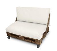 Happers Coussin Palette en Naylim Imperméable pour Extérieur Set 120x80+120x45 Écru