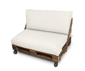 Happers Coussin Palette en Naylim Imperméable pour Extérieur Set 120x80+120x45 Écru