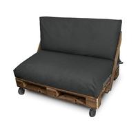 Happers Coussin Palette en Naylim Imperméable pour Extérieur Set 120x80+120x45 Gris