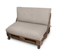 Happers Coussin Palette en Naylim Imperméable pour Extérieur Set 120x80+120x45 Pierre