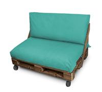 Happers Coussin Palette en Naylim Imperméable pour Extérieur Set 120x80+120x45 Turquoise