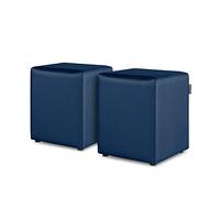 Happers Pack 2 Poufs Cube en Similicuir pour Salon ou Chambre Bleu